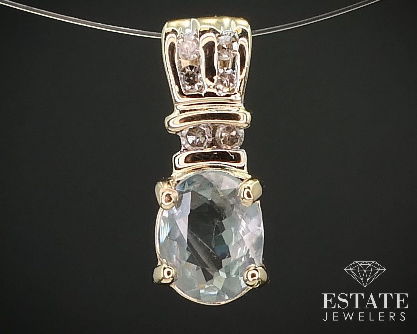 10k Yellow Gold Oval Natural .77ct Alexandrite & Diamond Pendant 1.2g i16110