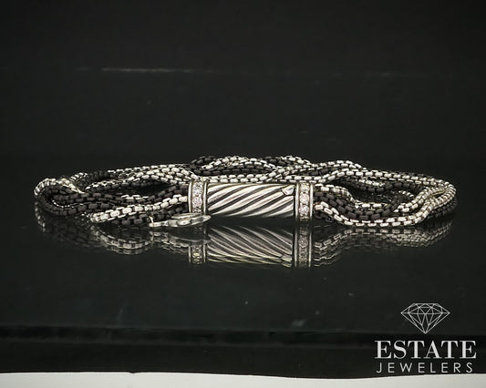 David Yurman 900 Silver Diamond Chain Bracelet 23g i16184