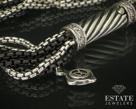 David Yurman 900 Silver Diamond Chain Bracelet 23g i16184