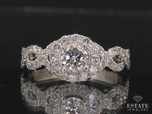 14K White Gold Neil Lane Natural .66ctw Diamond Halo Engagement Ring 3.7g i15181