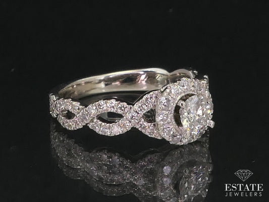 14K White Gold Neil Lane Natural .66ctw Diamond Halo Engagement Ring 3.7g i15181
