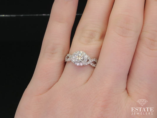 14K White Gold Neil Lane Natural .66ctw Diamond Halo Engagement Ring 3.7g i15181