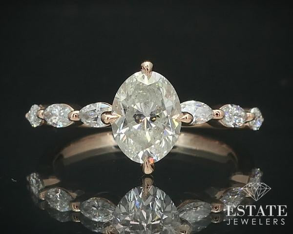 14k Rose Gold GIA Oval Natural 1.01ct Diamond Engagement Ring 2.3g i15684