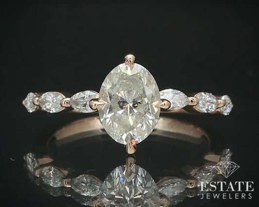 14k Rose Gold GIA Oval Natural 1.01ct Diamond Engagement Ring 2.3g i15684