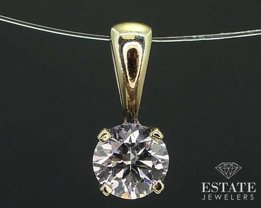 14k Yellow Gold Round Natural .36ct Diamond Solitaire Pendant i15763