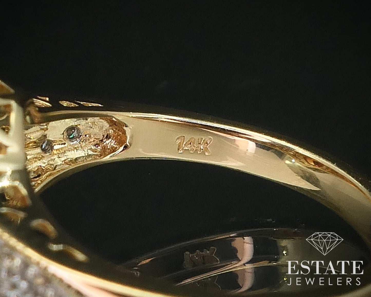 14k Yellow Gold Natural Spessartine Garnet & Diamond Halo Ring 4.6g i15860