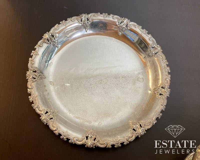 Vintage Sterling Wallace Grande Baroque Pierced Bread Plate 4413 178g i15925