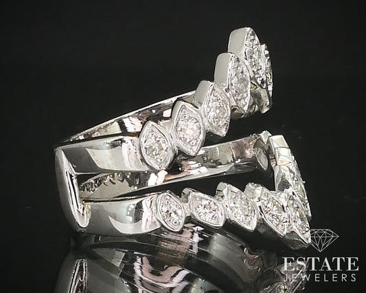 Vintage 14k White Gold Natural .72ctw Diamond Wedding Guard Jacket 7.7g i16001