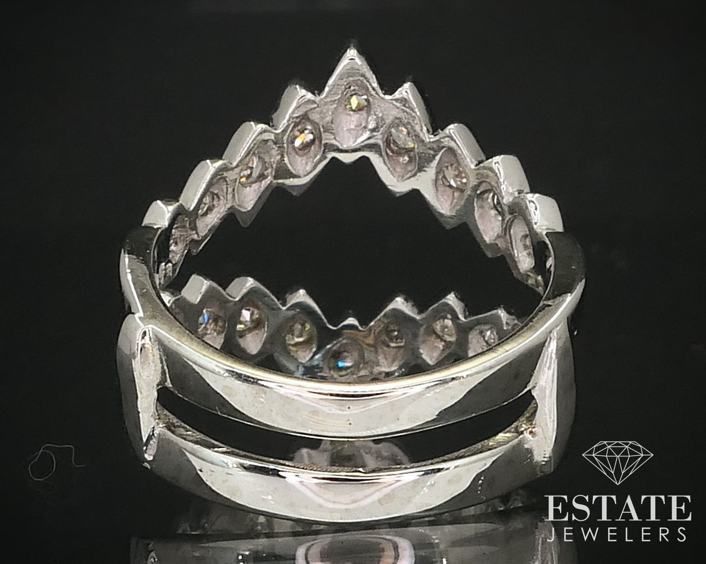 Vintage 14k White Gold Natural .72ctw Diamond Wedding Guard Jacket 7.7g i16001