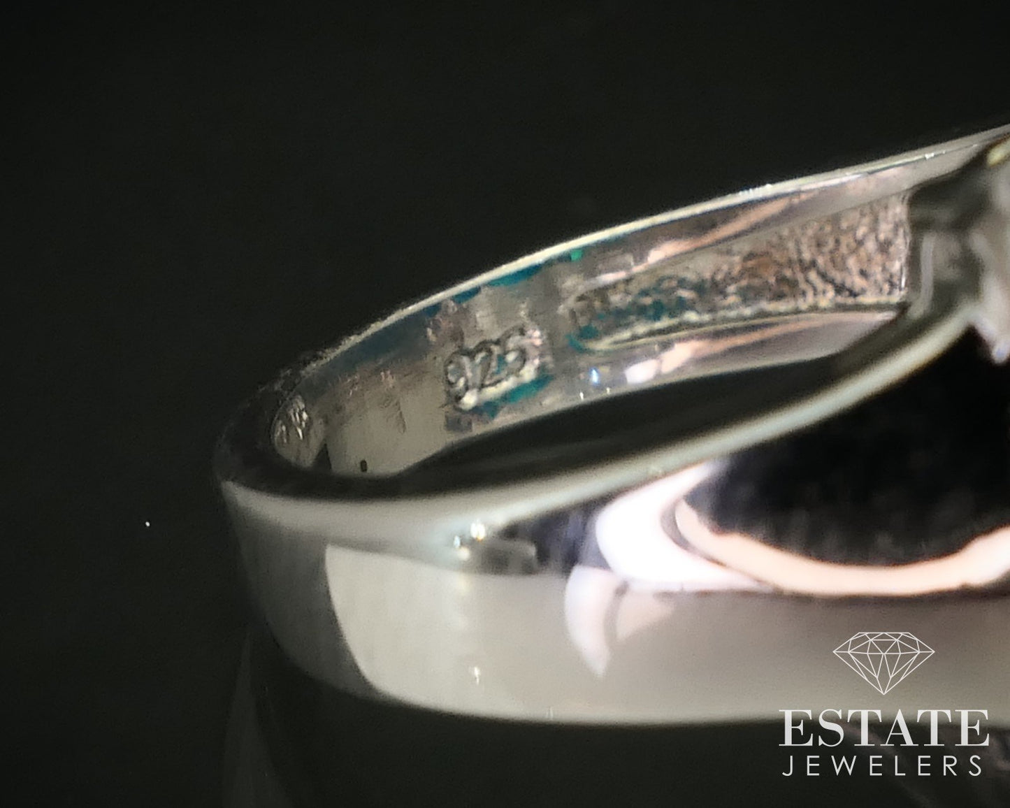 Sterling Silver Natural Blue Opal & White Topaz Ladies Ring 4.9g i16271