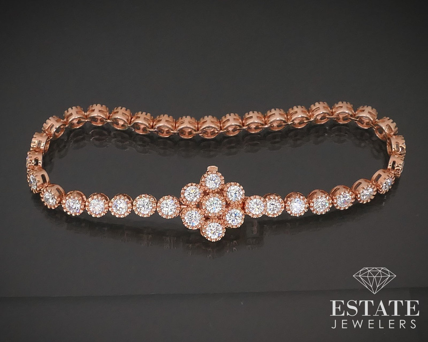 Sterling Rose Gold CZ Sonia Bitton Tennis Bracelet 13.9g 7"L i16302