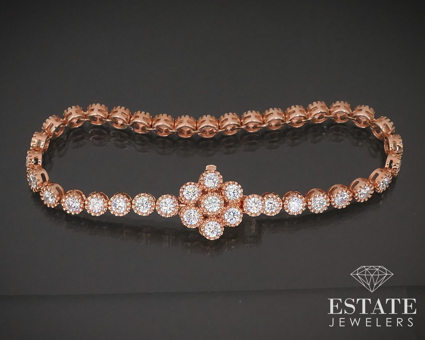 Sterling Rose Gold CZ Sonia Bitton Tennis Bracelet 13.9g 7"L i16302