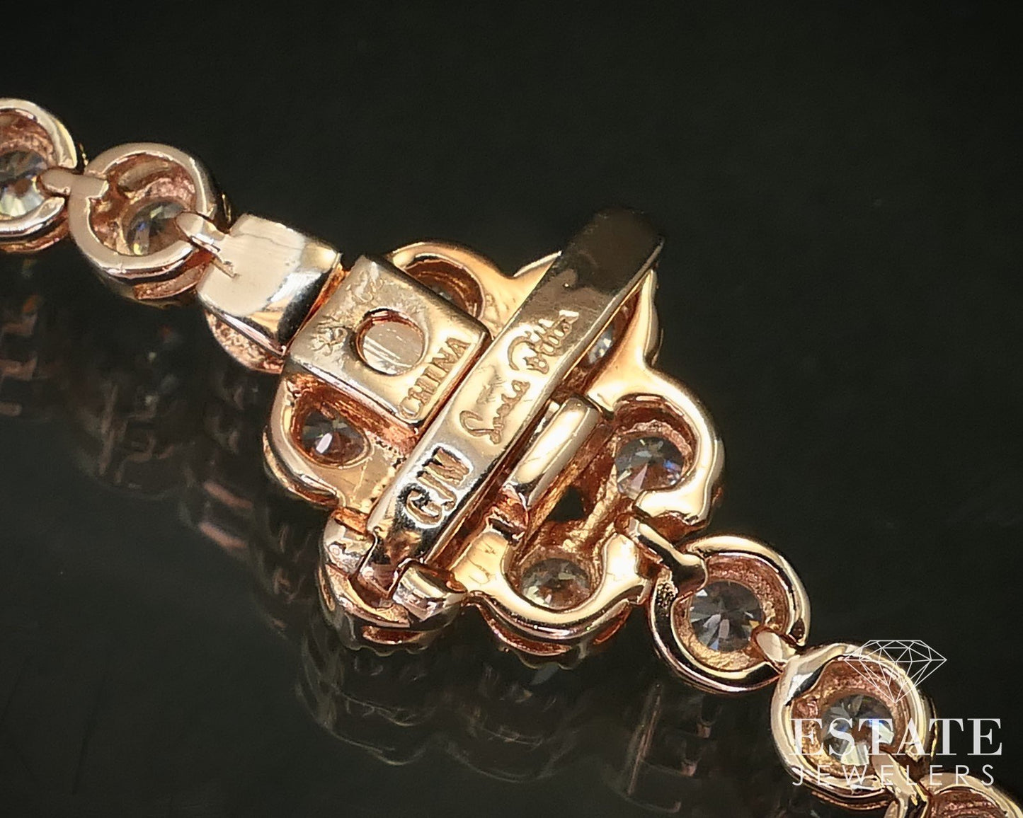 Sterling Rose Gold CZ Sonia Bitton Tennis Bracelet 13.9g 7"L i16302