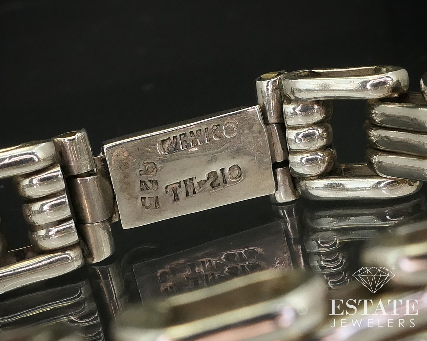 Vintage Sterling Mexico Rice Oval Style Link Mens Bracelet 49g 7.25"L i16292