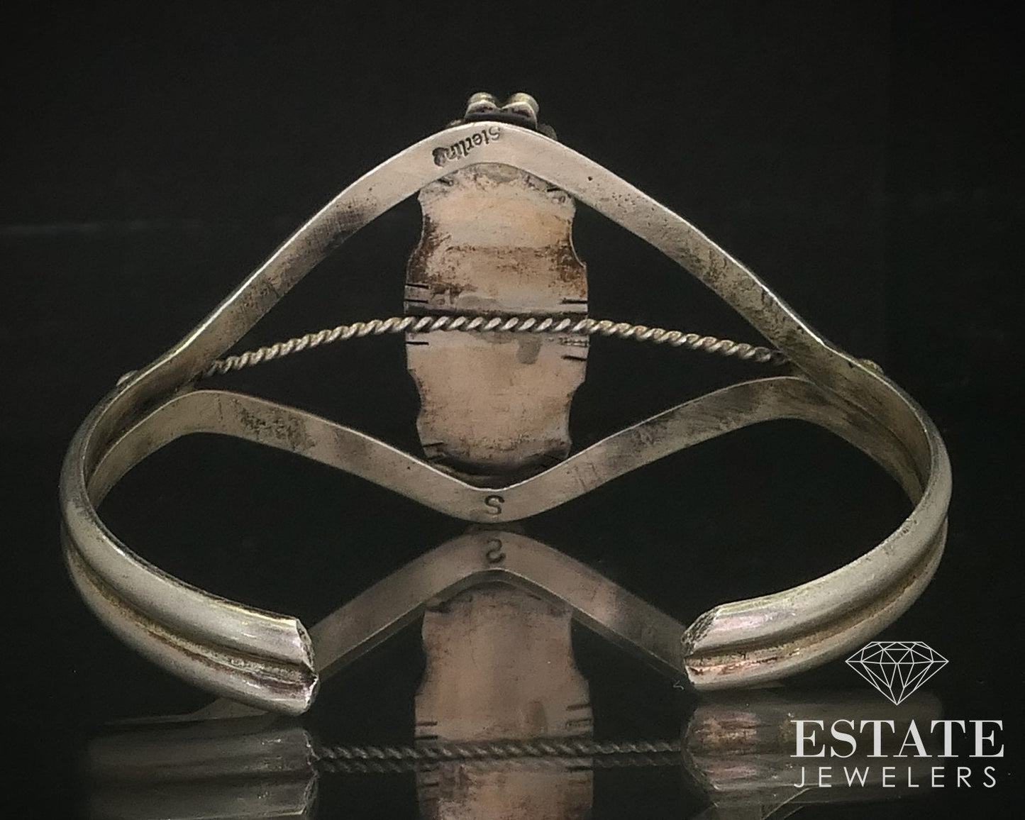 Vintage Sterling Silver Sylvia Chee Black Onyx Navajo Cuff Bracelet 19g i16287
