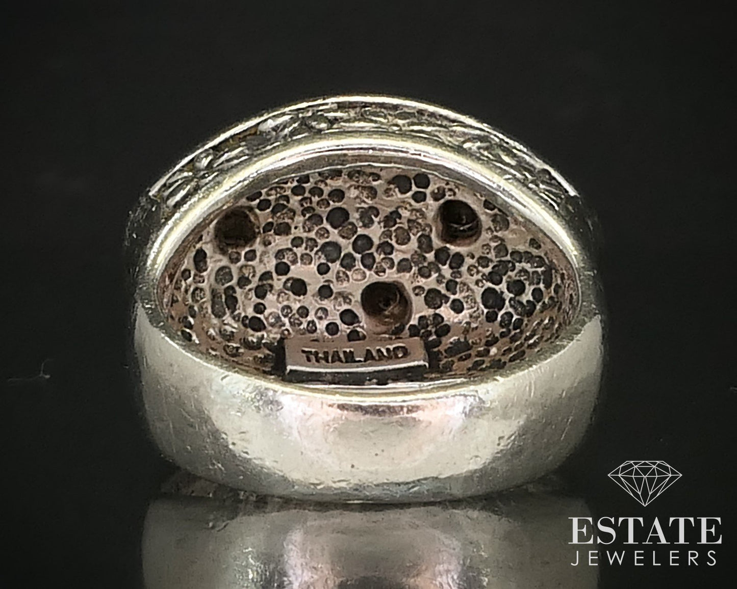 18k & Sterling 925 Daisy Flower Ann King Ladies Band Ring 9.9g i16279