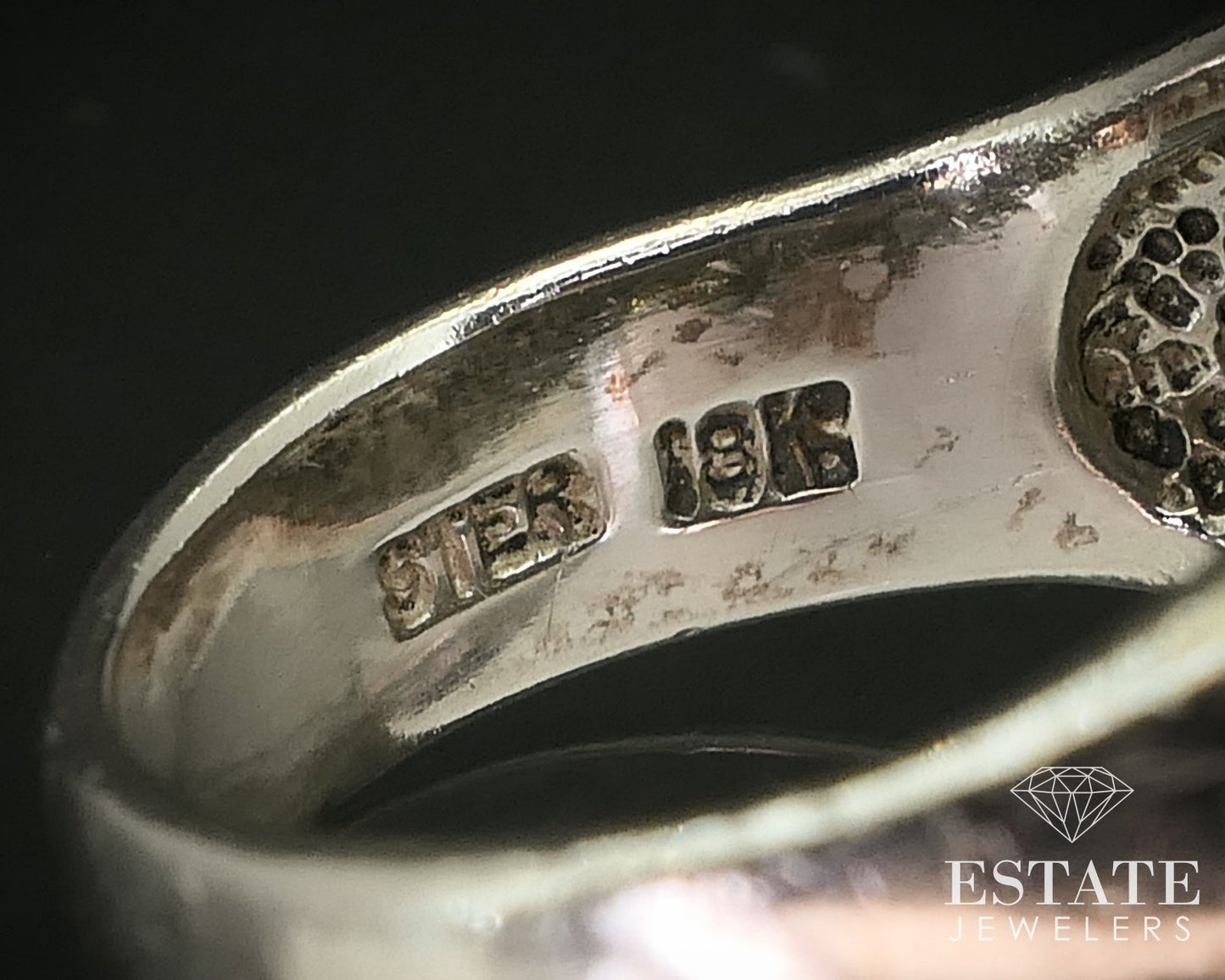 18k & Sterling 925 Daisy Flower Ann King Ladies Band Ring 9.9g i16279