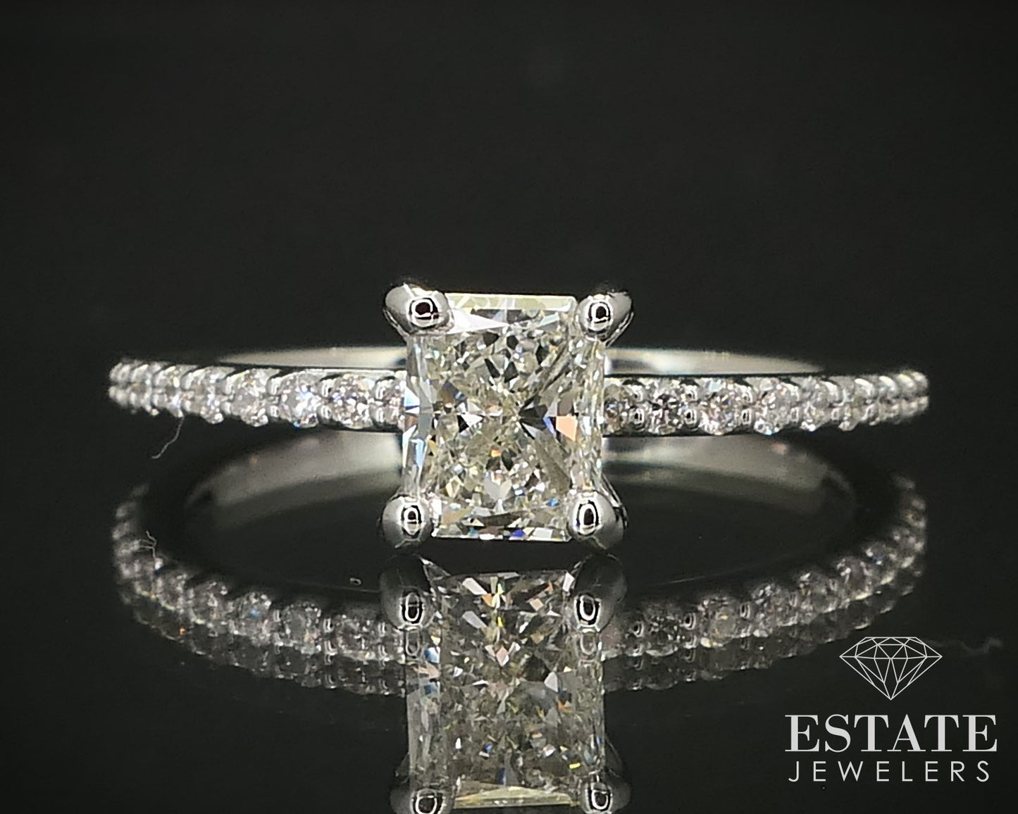 14k White Gold IGI Radiant .91ctw Natural Diamond Engagement Ring 1.9g p67061