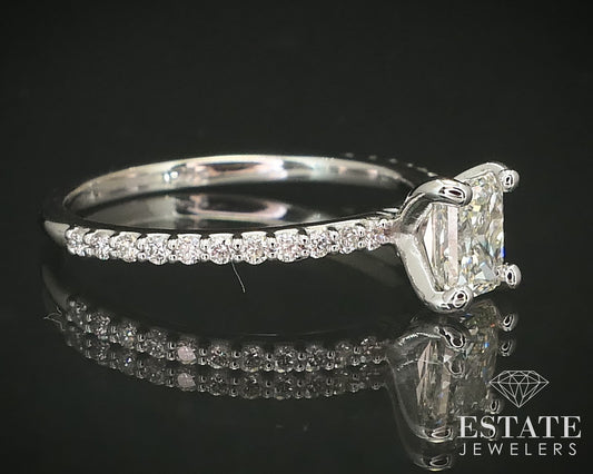 14k White Gold IGI Radiant .91ctw Natural Diamond Engagement Ring 1.9g p67061
