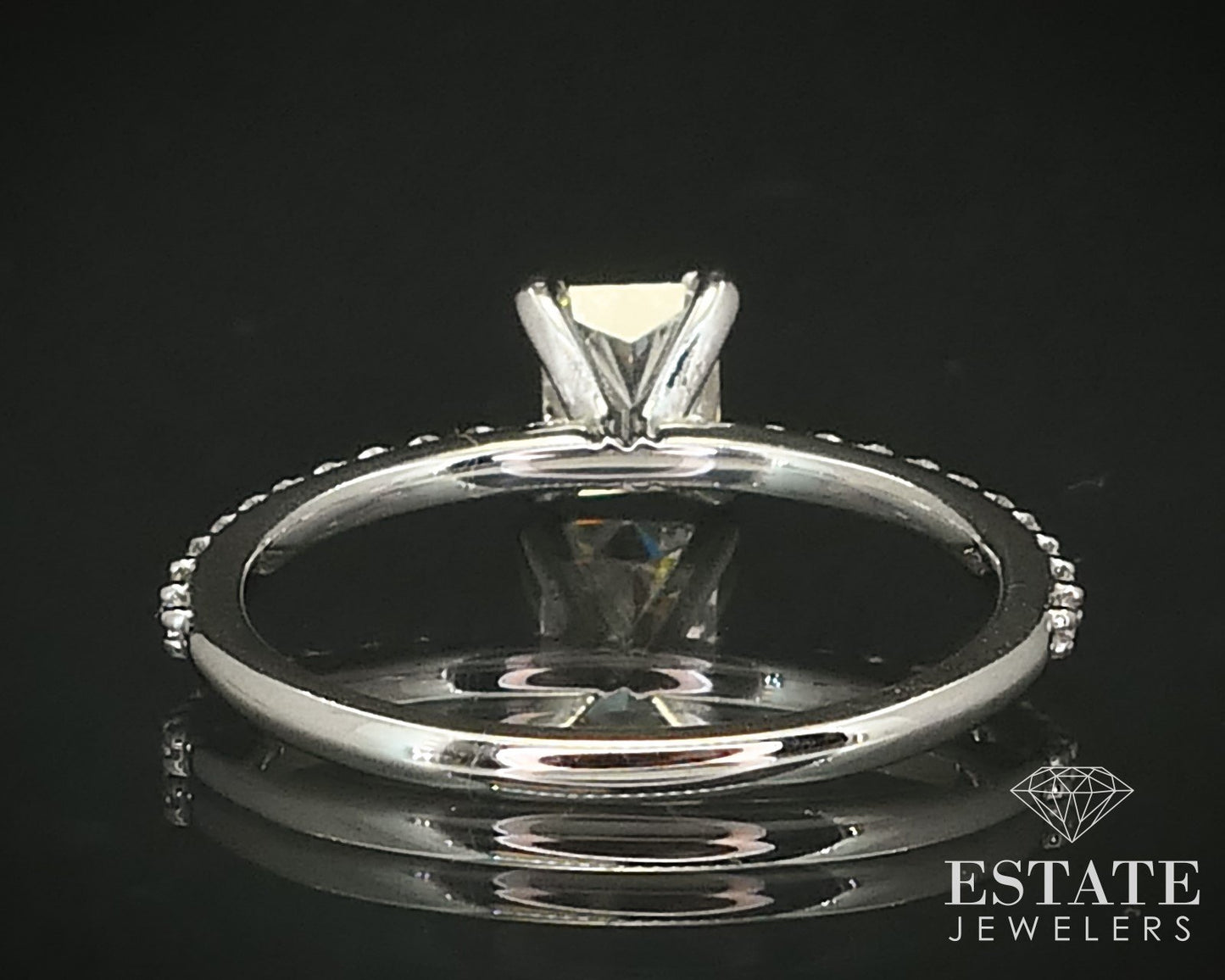 14k White Gold IGI Radiant .91ctw Natural Diamond Engagement Ring 1.9g p67061