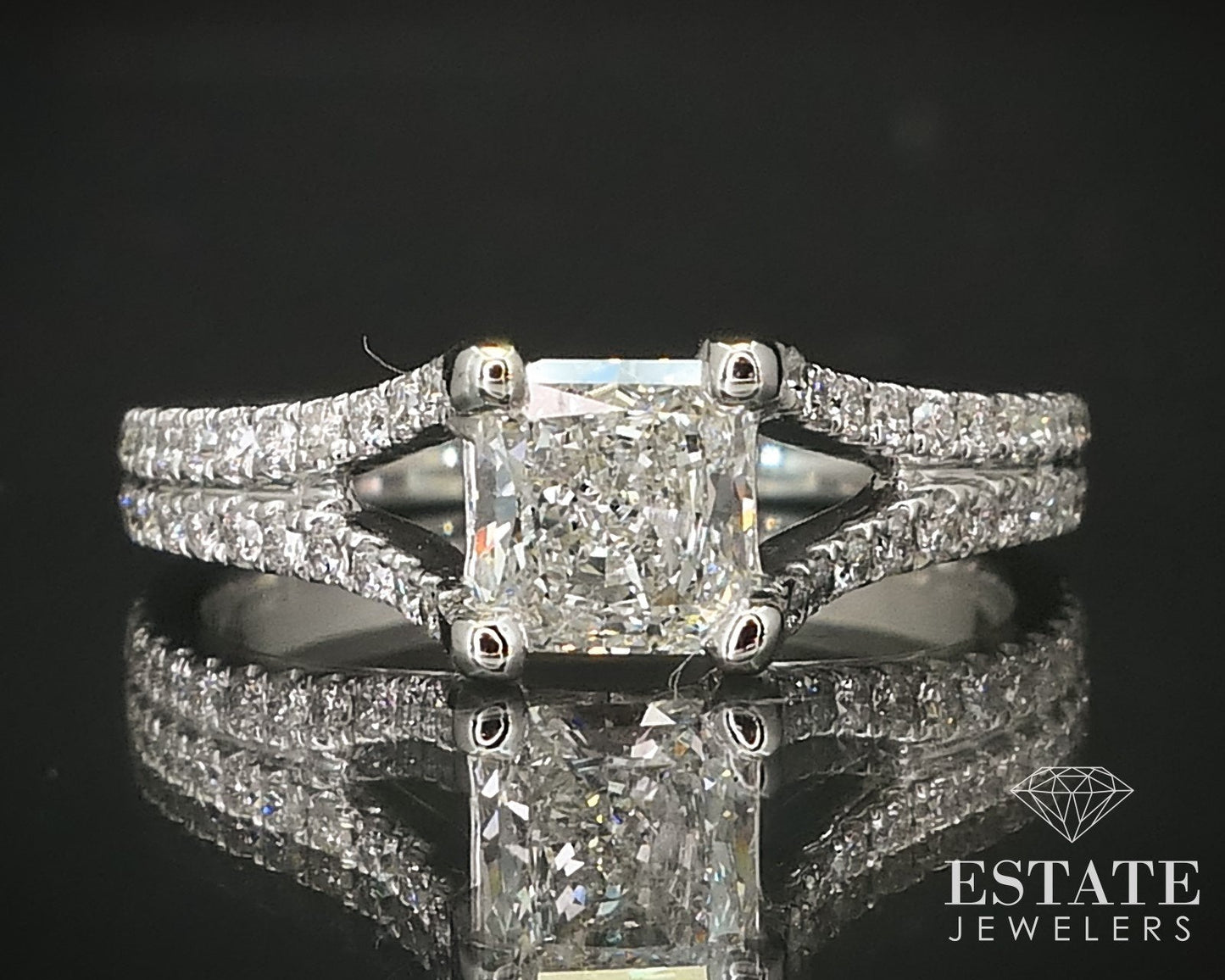 14k White Gold Radiant 1.10ctw Natural Diamond Engagement Ring 3.1g i16239