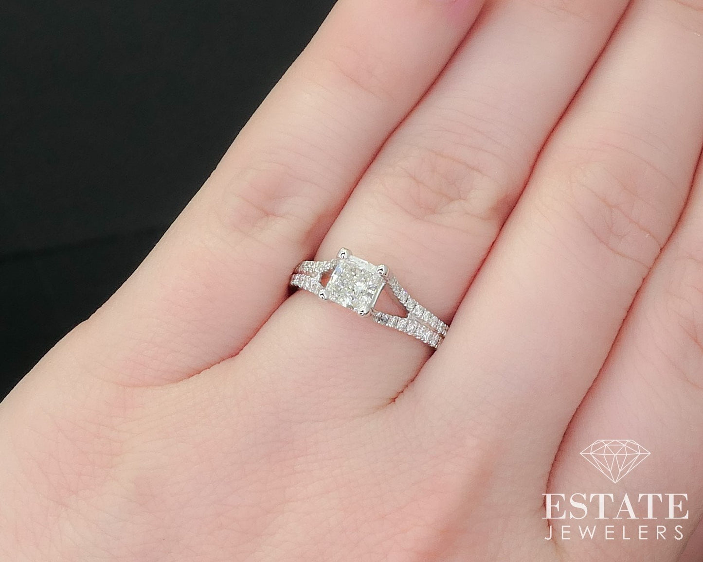 14k White Gold Radiant 1.10ctw Natural Diamond Engagement Ring 3.1g i16239