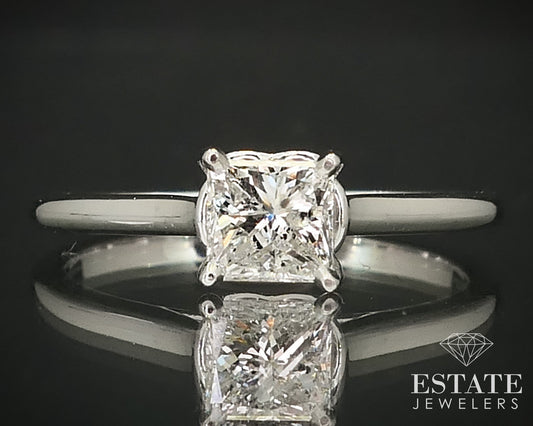 14k White Gold Princess Natural .50ct Diamond Solitaire Engagement Ring i16245