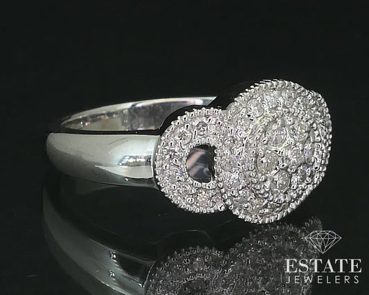 18k White Gold Natural .30ctw Diamond Cluster Halo Engagement Ring 5.9g i16332