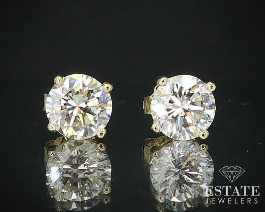 14k Yellow Gold Round Natural 1.87ctw Diamond Stud Earrings i16341