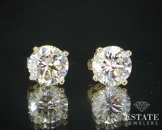 14k Yellow Gold Round Natural 1.87ctw Diamond Stud Earrings i16341