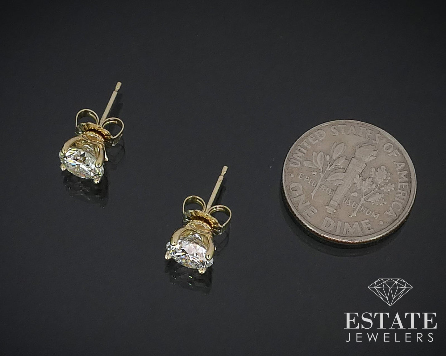14k Yellow Gold Round Natural 1.87ctw Diamond Stud Earrings i16341