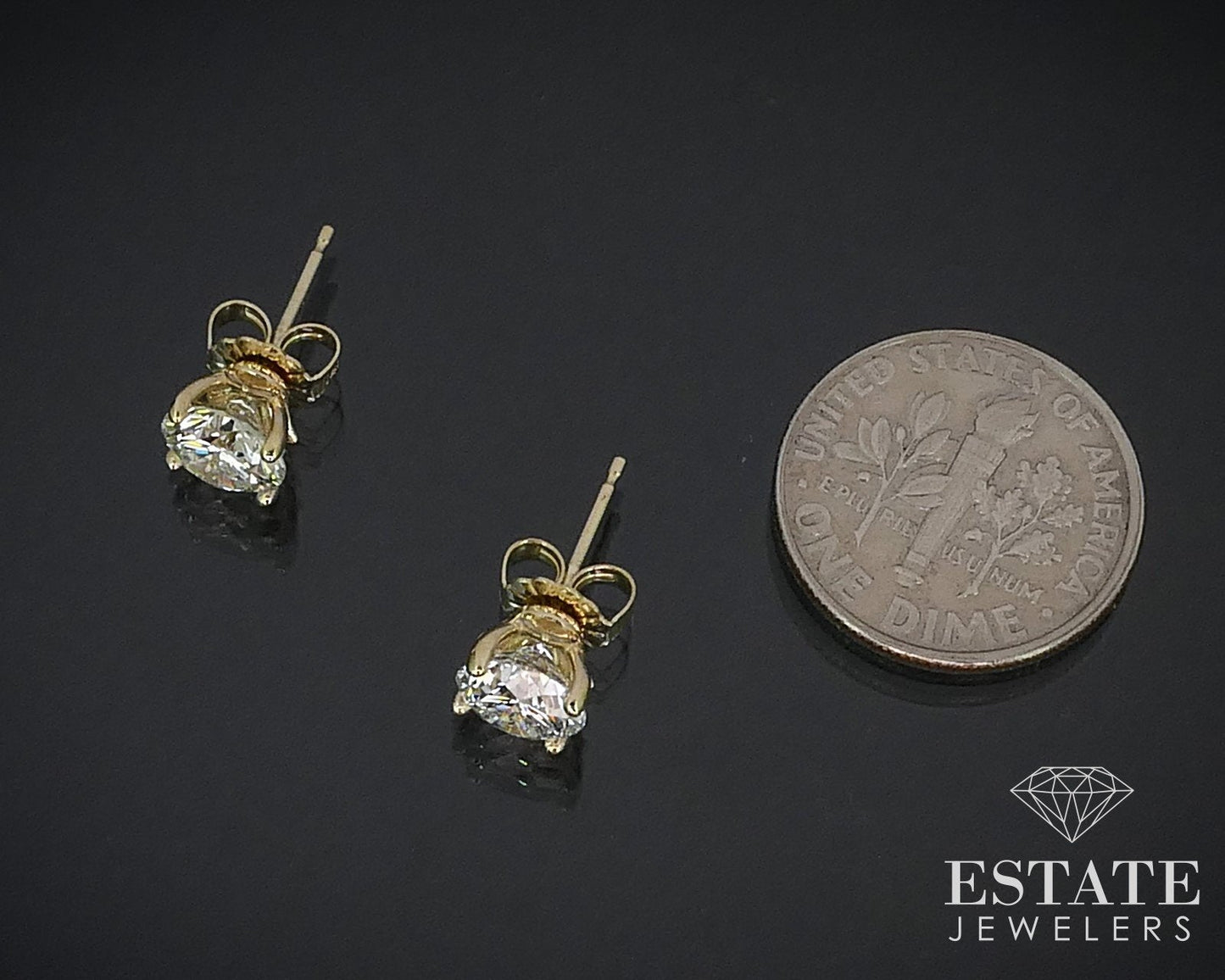 14k Yellow Gold Round Natural 1.87ctw Diamond Stud Earrings i16341