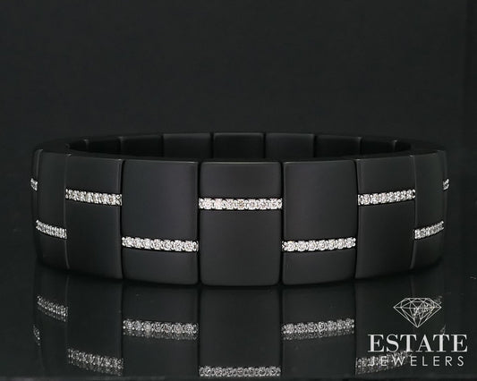 18k White Gold Roberto Demeglio Black Ceramic Domino Diamond Bracelet i16323
