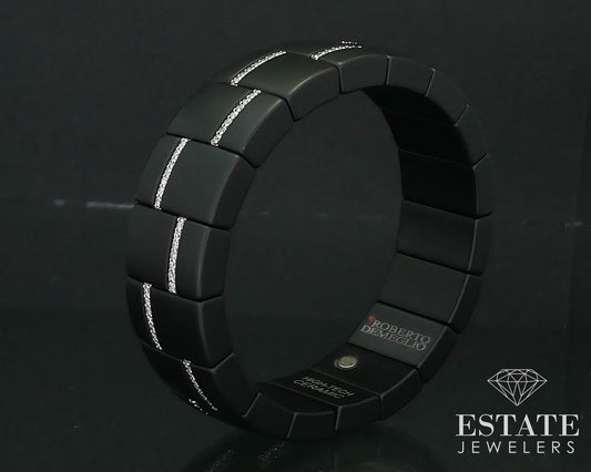 18k White Gold Roberto Demeglio Black Ceramic Domino Diamond Bracelet i16323