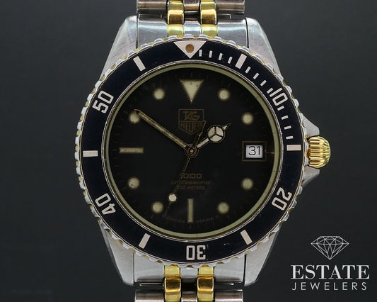Vintage 1980's Tag Heuer Professional 1000 980.020B Mens Watch i16219