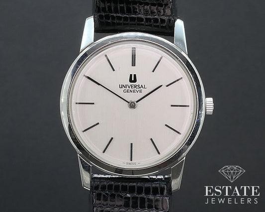 Vintage 1970s Stainless Universal Geneve Ultra Thin Cal 2-42 Mens Watch i16217