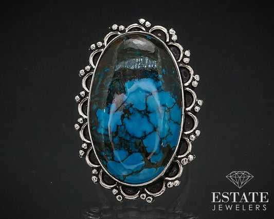 Vintage Sterling 925 Navajo Natural Turquoise Ladies Ring 12.3g i16463