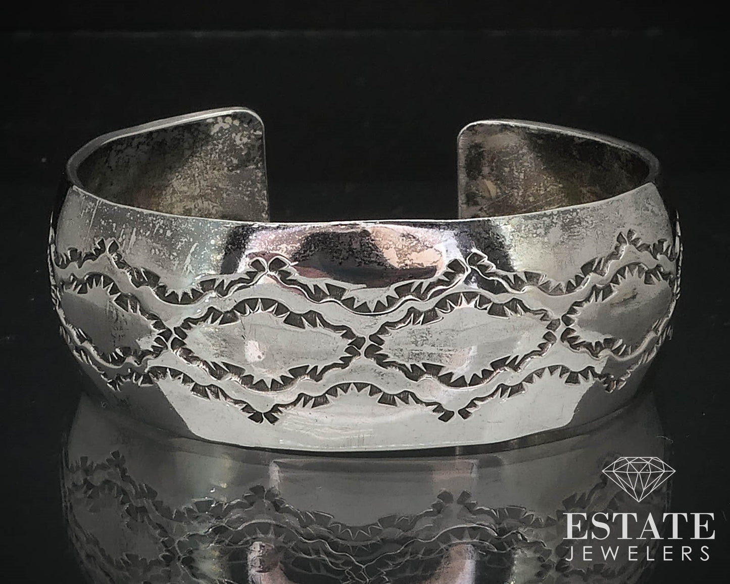 Vintage Sterling Douglas Etsitty Navajo Engraved Cuff Bracelet 37.6g i16452