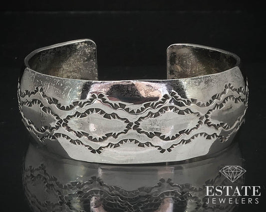 Vintage Sterling Douglas Etsitty Navajo Engraved Cuff Bracelet 37.6g i16452