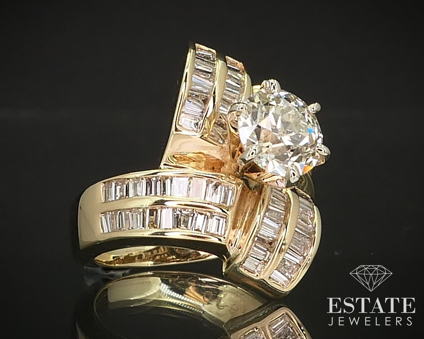 14k Yellow Gold European Natural 2.63ctw Diamond Engagement Ring 9g i16487