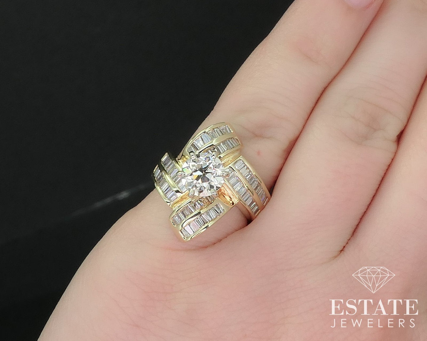 14k Yellow Gold European Natural 2.63ctw Diamond Engagement Ring 9g i16487