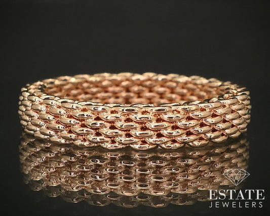 18k Rose Gold Tiffany & Co. Somerset Narrow Mesh Ladies Band Ring 4.3g i16467