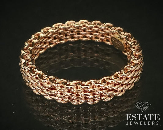 18k Rose Gold Tiffany & Co. Somerset Narrow Mesh Ladies Band Ring 4.3g i16467