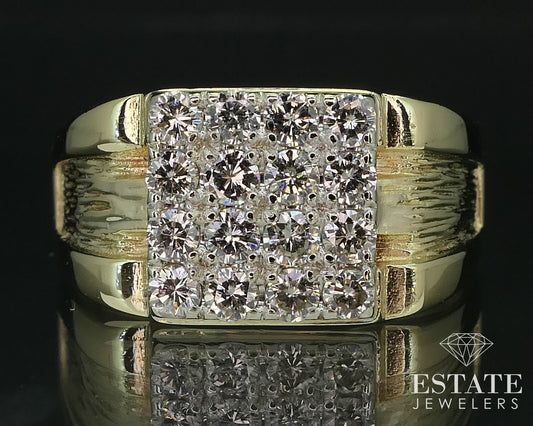 Vintage 14k Yellow Gold 11mm Natural .56ctw Diamond Mens Band Ring 9.6g i16513