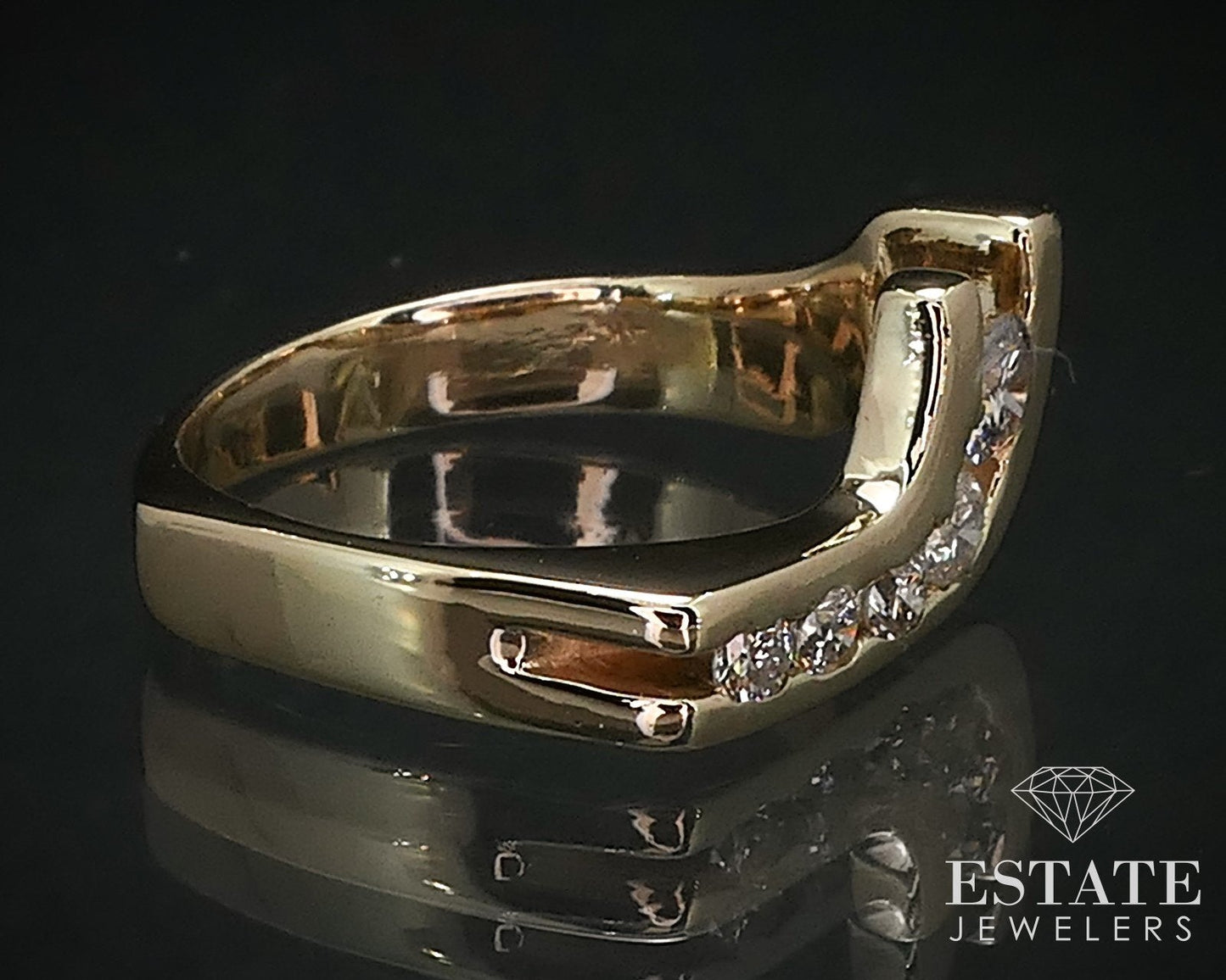 Vintage Retro 14k Yellow Gold Natural .20ctw Diamond Ladies Band Ring 4g i16524