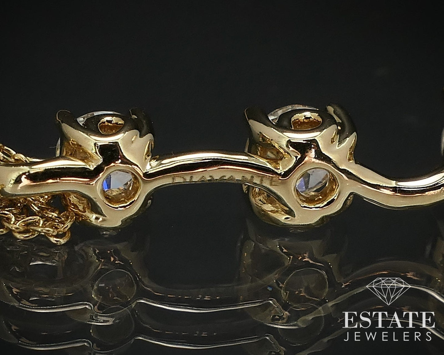 18k Yellow Gold Round Natural .86ctw Diamond Journey Necklace 6.3g 18"L i16559