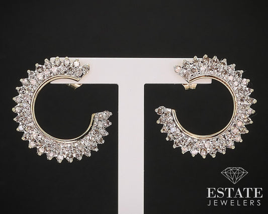 14k Yellow Gold Natural .30ctw Diamond C Twist Sideways Earrings 4.9g i16591