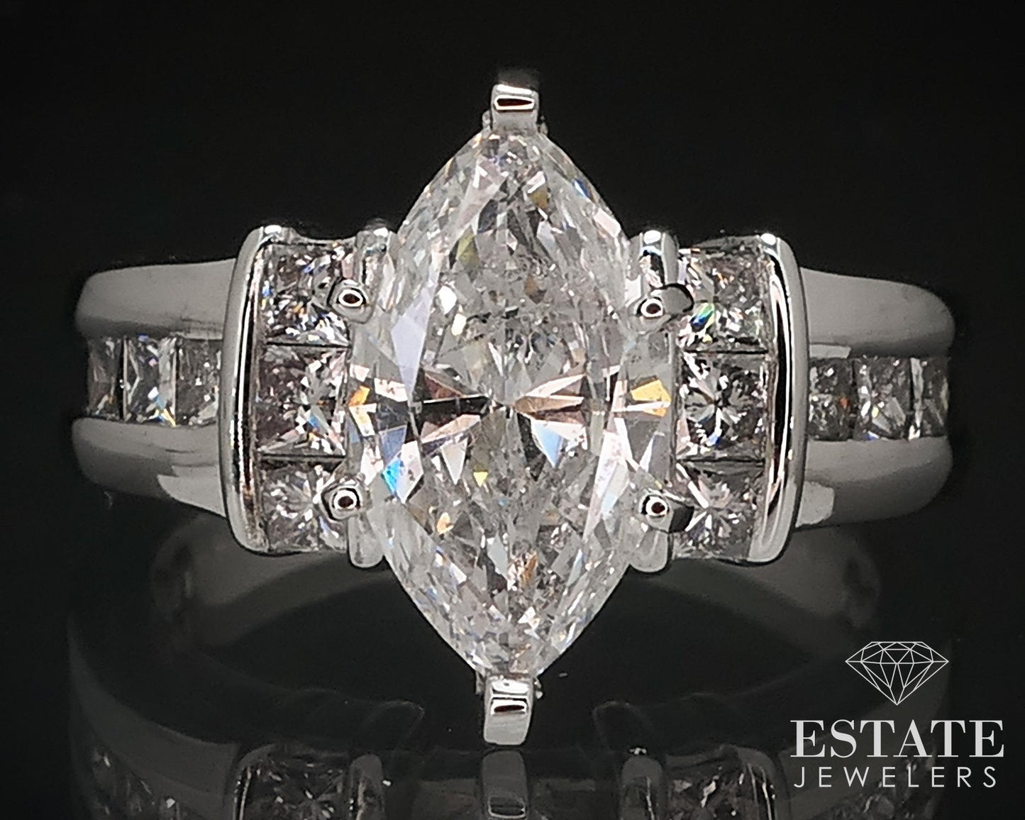 14k White Gold Marquise Natural 2.05ctw Diamond Engagement Ring 8.4g i16539