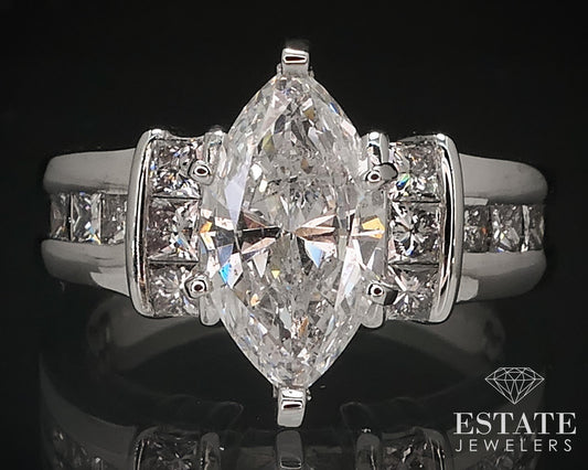14k White Gold Marquise Natural 2.05ctw Diamond Engagement Ring 8.4g p69264