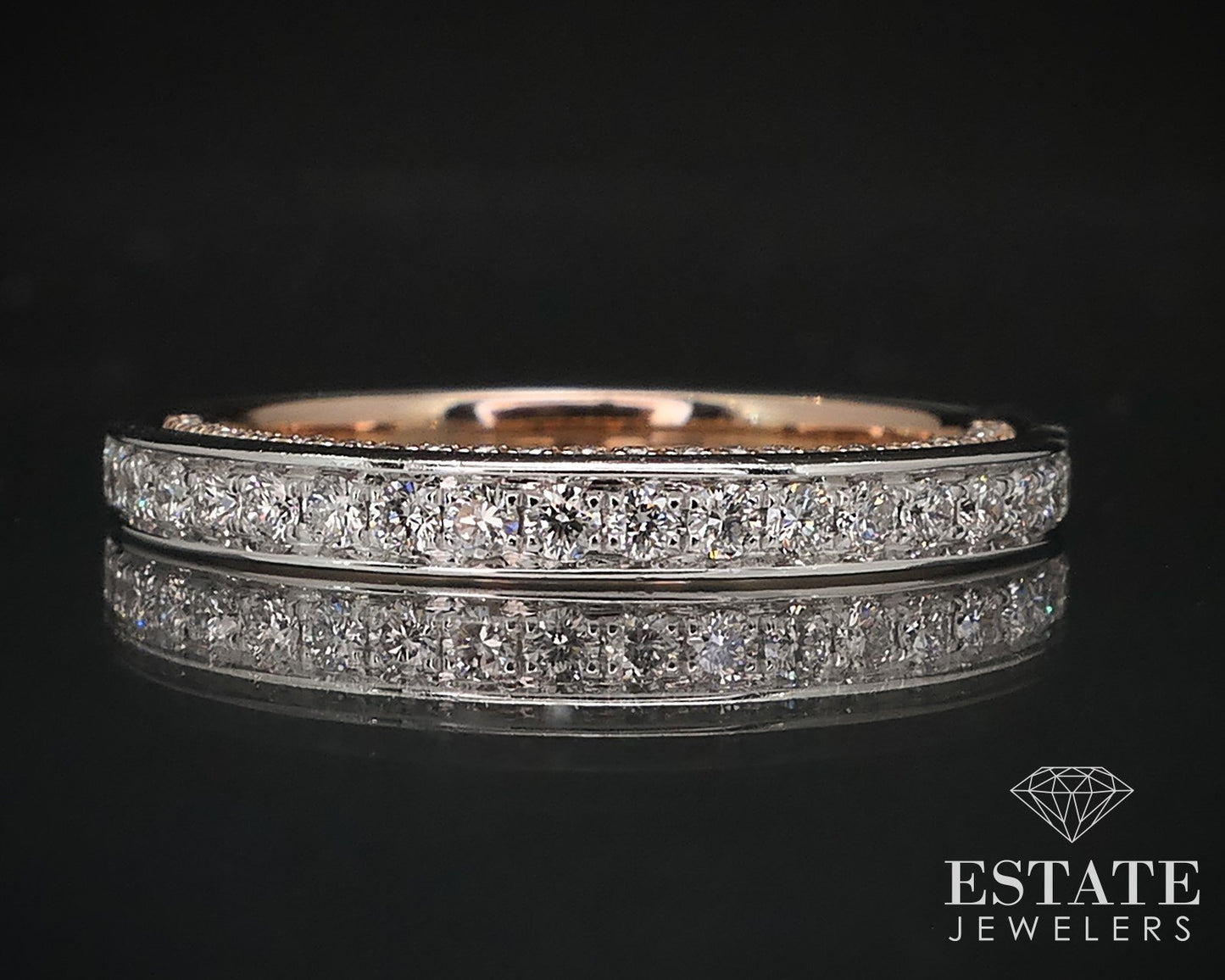 14k Rose & White Gold Natural .43ctw Diamond Ladies Wedding Band 3.6g p69251